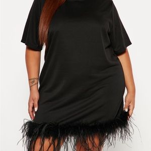 tshirt dress with feather hem